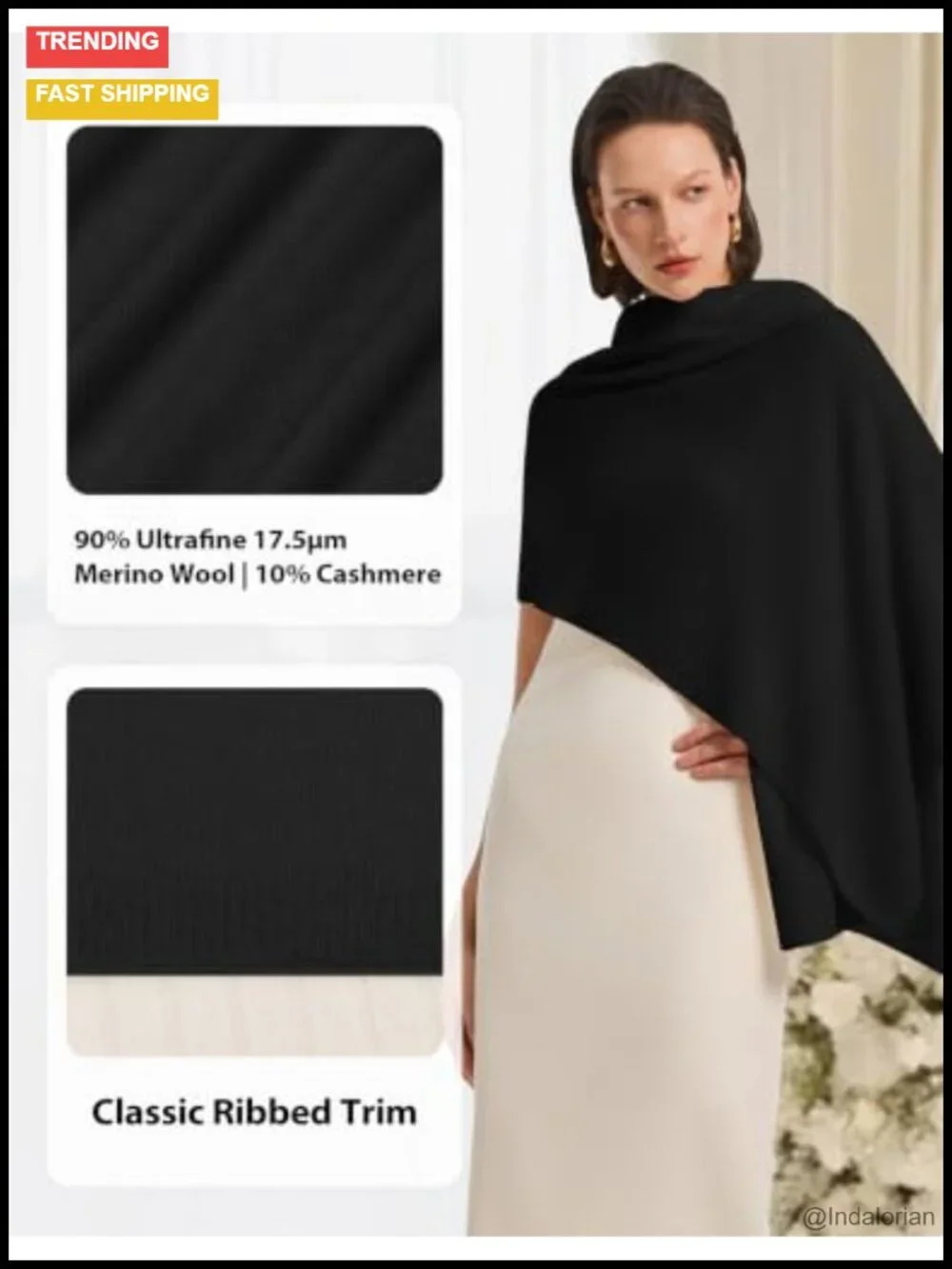 Wool Cashmere Wrap Shawl for Evening Dress Wedding Bridal Pashmina Scarf Travel